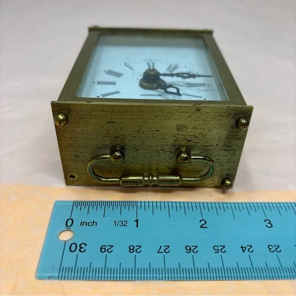 Quartz Alarm Carriage Clock in Brass Finish non working prop from west Germany - Picture 5 of 16